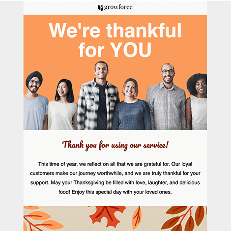 We're Thankful for You Thanksgiving Business eCard